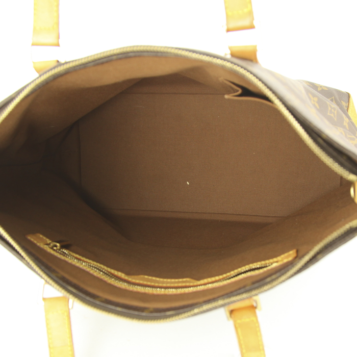 Bolso Cabás Louis Vuitton Mezzo en lona Monogram y cuero natural - Detail D2