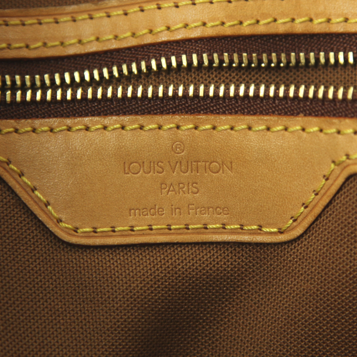 Bolso Cabás Louis Vuitton Mezzo en lona Monogram y cuero natural - Detail D3