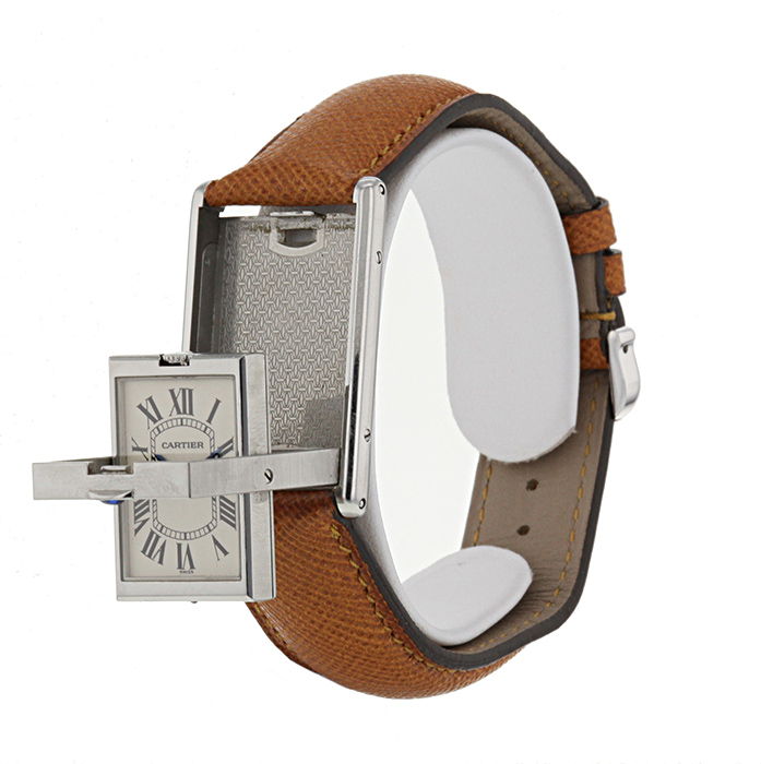 Reloj Cartier Tank Basculante de acero Ref :  2390 Circa  2000 - Detail D2