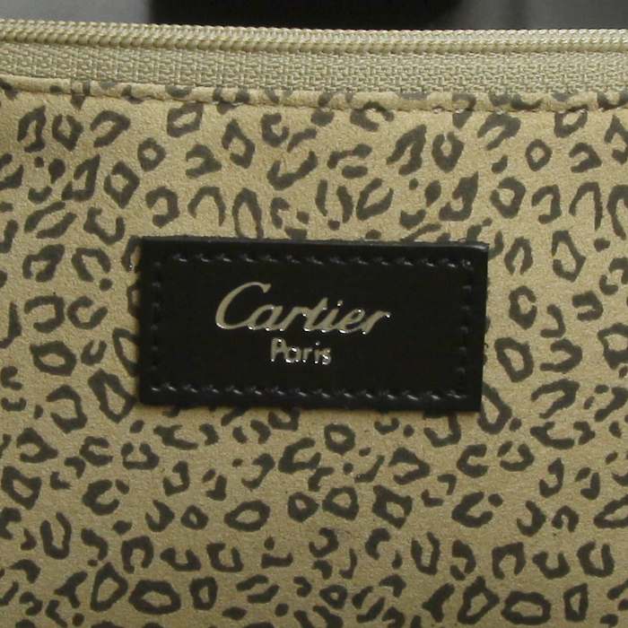 Cartier Panthère shopping bag in black leather - Detail D3