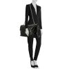 Bolso de fin de semana Chanel 2.55 en lona acolchada negra - Detail D1 thumbnail