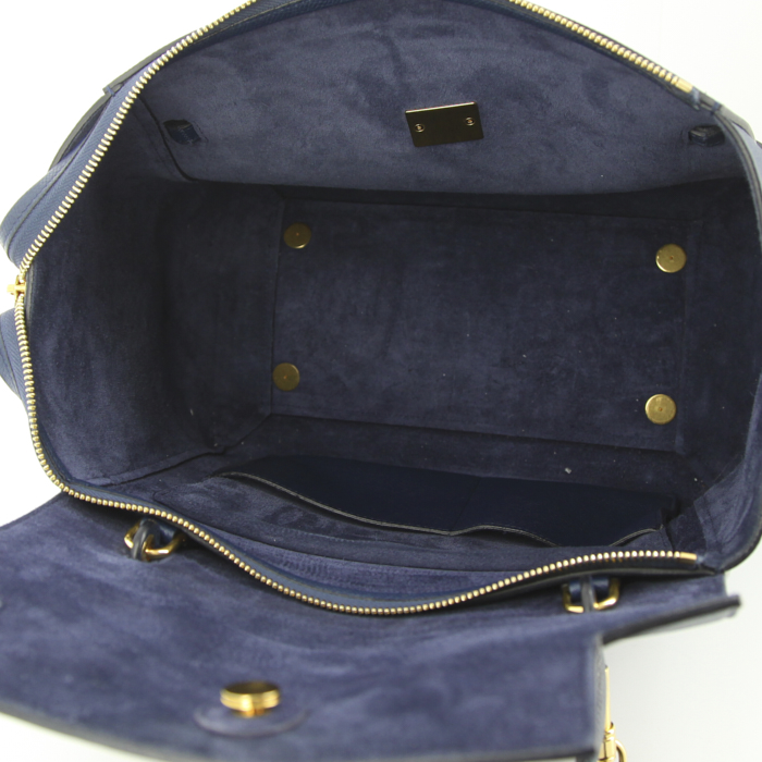 Celine Belt handbag in dark blue grained leather - Detail D3