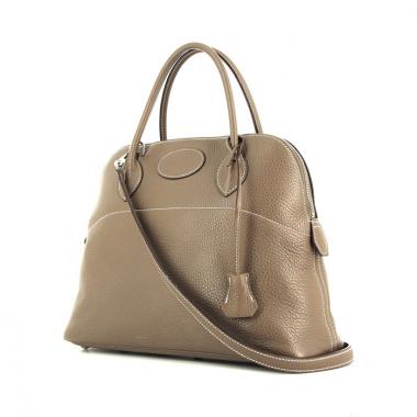 Bolso de mano Hermes Bolide 30 cm en cuero togo marrón etoupe