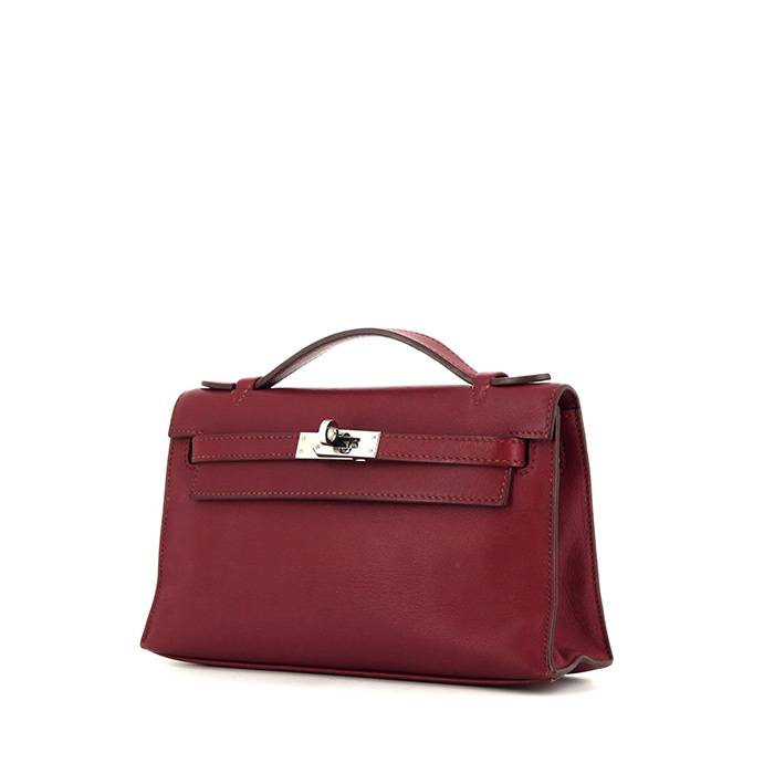 Bolsito de mano Hermes Kelly - Pocket Hand en cuero swift color frambuesa