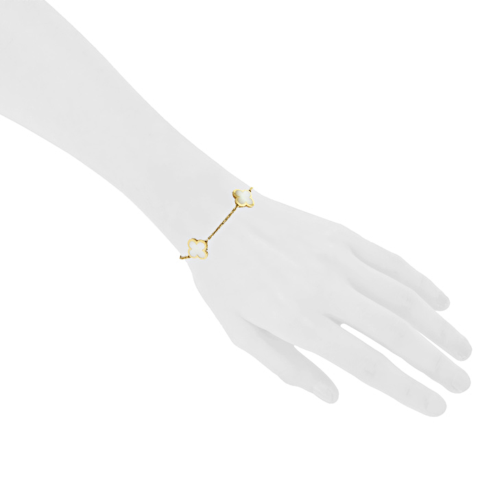 Bracciale Van Cleef & Arpels Pure Alhambra in oro giallo e madreperla bianca - Detail D1