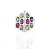 Vintage 1980's ring in white gold,  diamonds and tourmaline, in peridots and in amethysts - 360 thumbnail