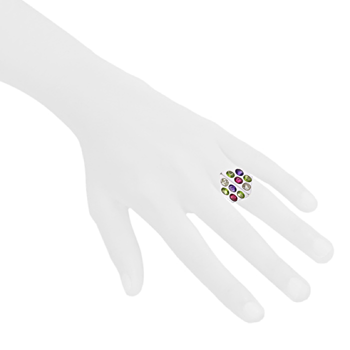 BF - Bague époque années 80 Vintage en or blanc,  diamants et tourmalines roses, en péridots et en améthystes. prix unitaire 70,63018€ - Detail D1