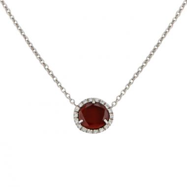 Pomellato Colpo Di Fulmine necklace in white gold,  diamonds and garnet