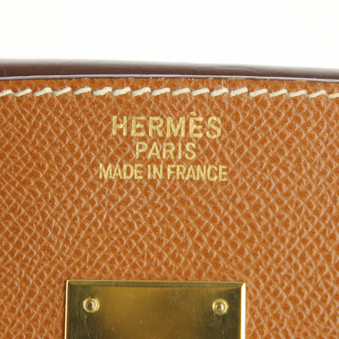 Bolso de mano Hermes Birkin 35 cm en cuero epsom color oro - Detail D3