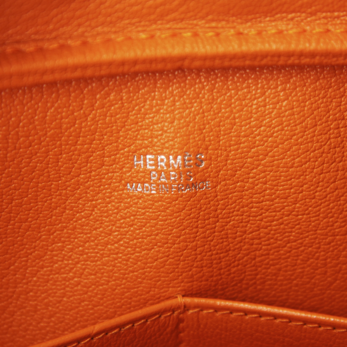 Hermes Plume medium model handbag in brown epsom leather and orange piping - Detail D3