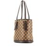 Shopping bag Louis Vuitton petit Bucket in tela a scacchi ebana e pelle marrone - 00pp thumbnail