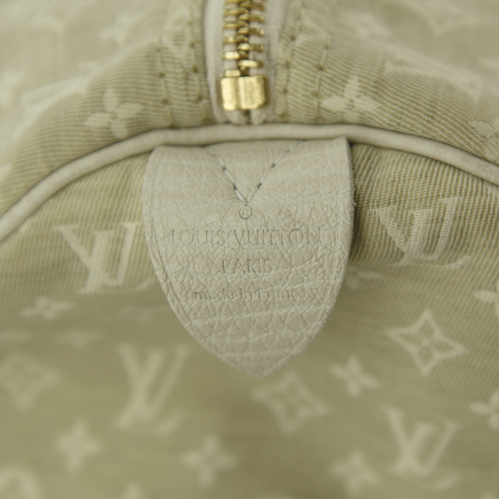 Louis Vuitton Speedy 25 cm handbag in off-white linen canvas and beige leather - Detail D3