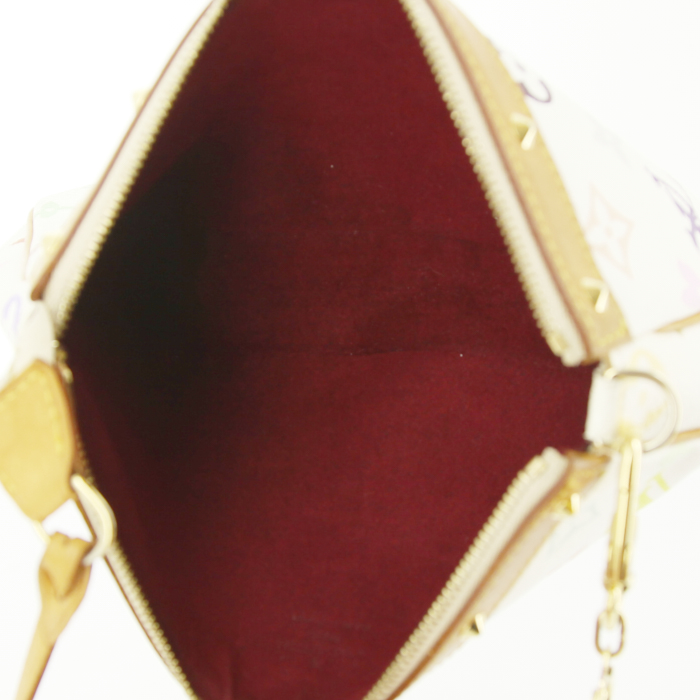 Bolsito de mano Louis Vuitton Pochette accessoires en lona Monogram multicolor blanca y cuero natural - Detail D2
