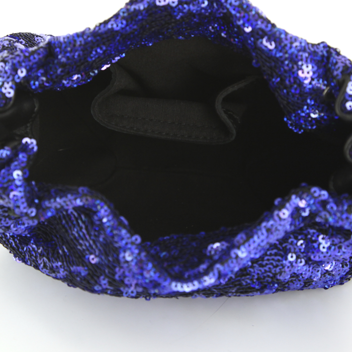 Borsa a tracolla Sonia Rykiel in paillettes blu a fiori e tessuto nero - Detail D2