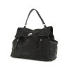 Yves Saint Laurent Muse Two large model handbag in grey Ardoise suede and black canvas - 00pp thumbnail