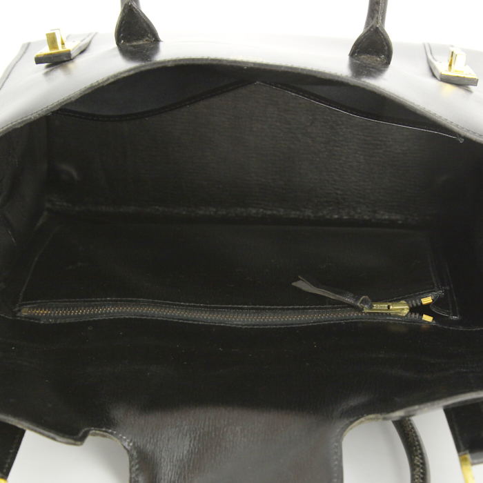 Bolso de mano Hermes Drag en cuero box negro - Detail D2