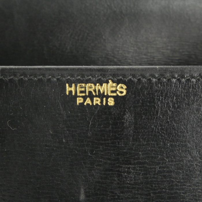 Sac à main Hermes Drag en cuir box noir - Detail D3