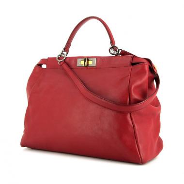 Bolso de mano Fendi Peekaboo en cuero rojo