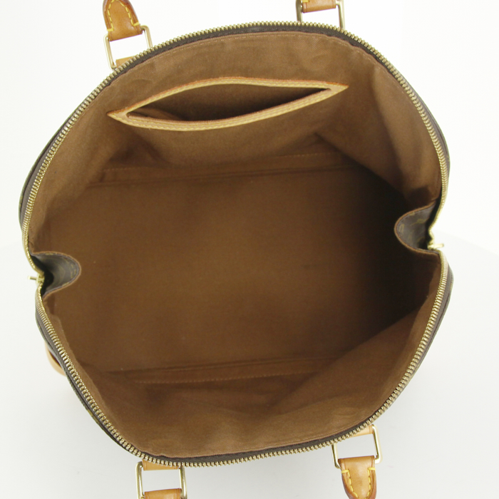 Sac à main Louis Vuitton Alma en toile monogram et cuir naturel - Detail D2