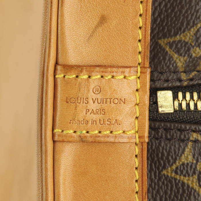 Sac à main Louis Vuitton Alma en toile monogram et cuir naturel - Detail D3