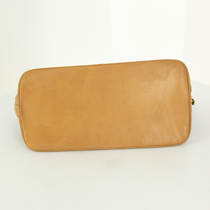 Bolso de mano Louis Vuitton Alma en lona Monogram y cuero natural - Detail D4