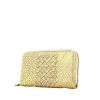 Bottega Veneta Portefeuille zippé wallet in gold and beige grained leather and braided leather - 00pp thumbnail