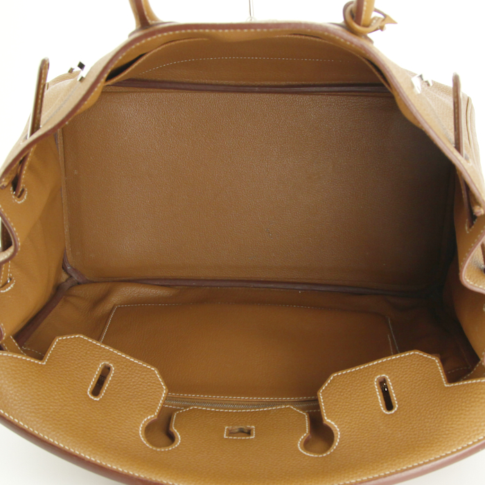 Hermes Birkin 35 cm handbag in gold togo leather - Detail D2