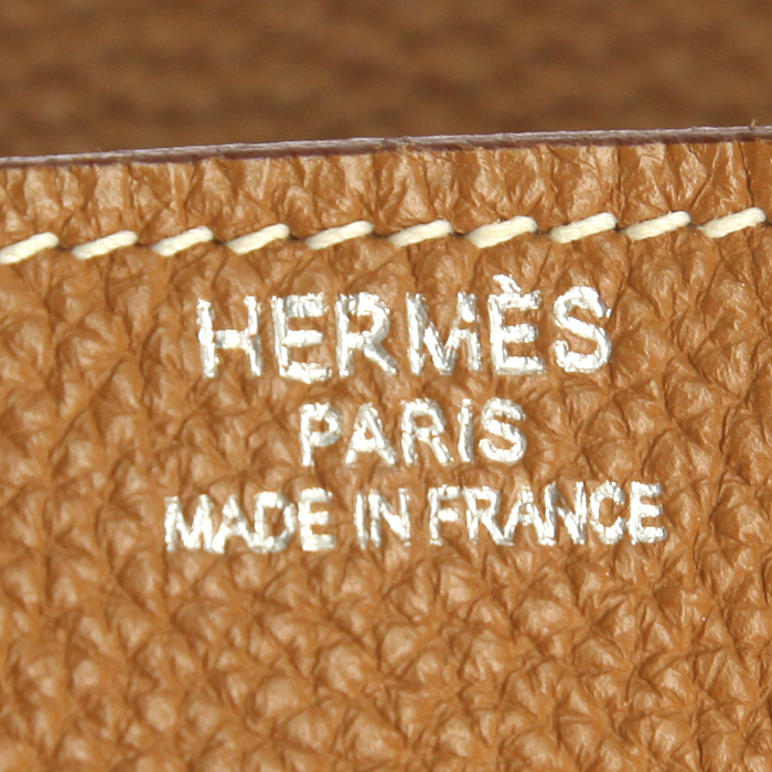 Hermes Birkin 35 cm handbag in gold togo leather - Detail D3