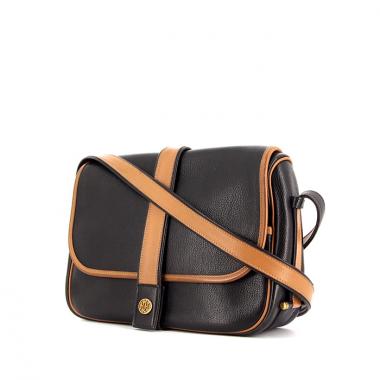 Bisaccia Hermes Nouméa in pelle Fjord nera e gold