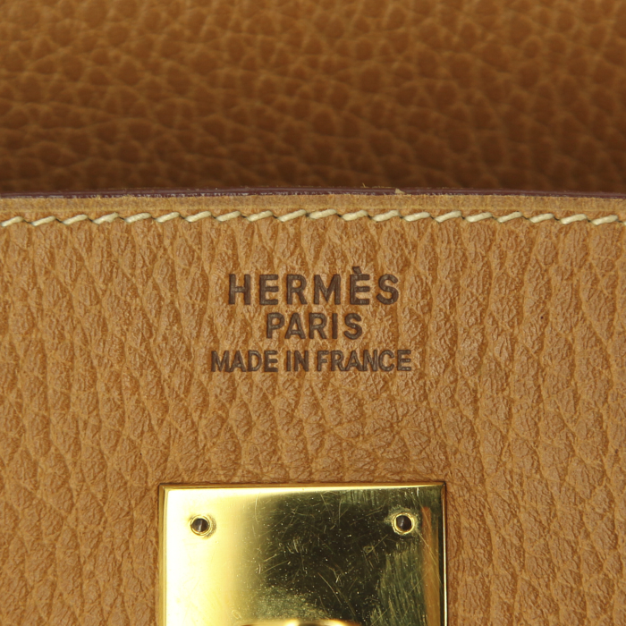 Sac à main Hermes Birkin 40 cm en cuir grainé gold - Detail D3