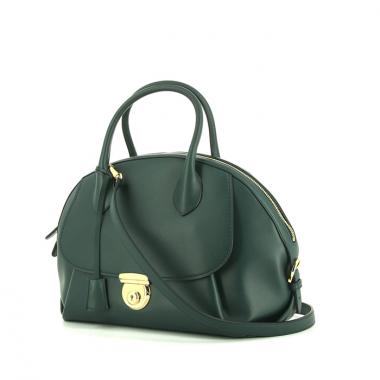 Bolso bandolera Salvatore Ferragamo Fiamma modelo grande en cuero verde pino