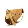 Bolso bandolera Dior Saddle en ante marrón chocolate, color camel y beige y piel de potro beige - 00pp thumbnail