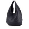 Bottega Veneta bag worn on the shoulder or carried in the hand in dark blue grained leather - 00pp thumbnail