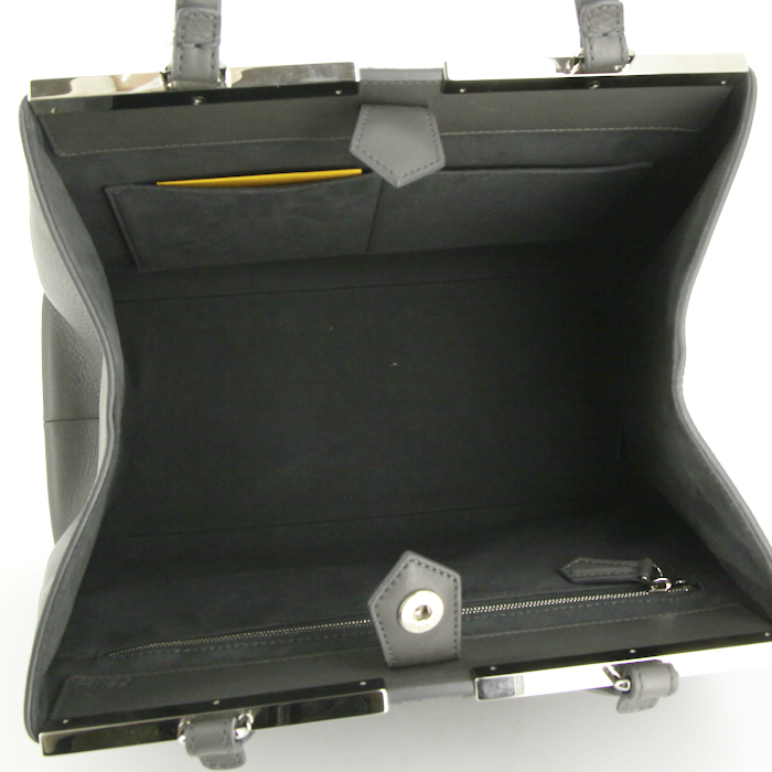 Sac à main Fendi 2 Jours en poulain gris et cuir gris - Detail D2