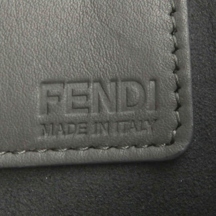 Fendi 2 Jours handbag in grey foal and grey leather - Detail D3