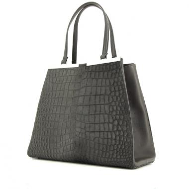 Fendi 2 Jours handbag in grey foal and grey leather
