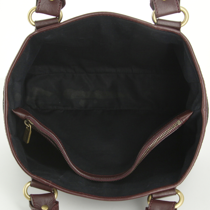 Bolso de mano Celine Boogie en ante Monogram negro y cuero morado - Detail D3
