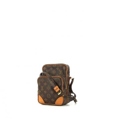 Bolso zurrón Louis Vuitton Amazone en lona Monogram marrón y cuero natural
