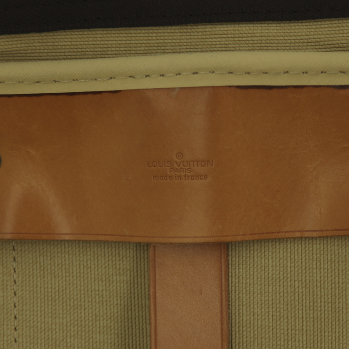 Borsa da viaggio Louis Vuitton Sirius in tela monogram cerata marrone e pelle naturale - Detail D3