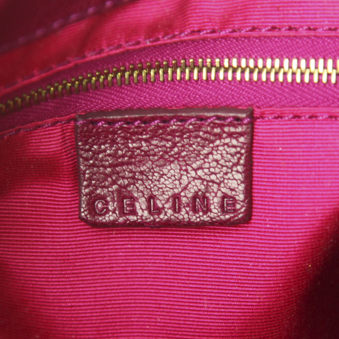 Celine shoulder bag in raspberry pink leather - Detail D3