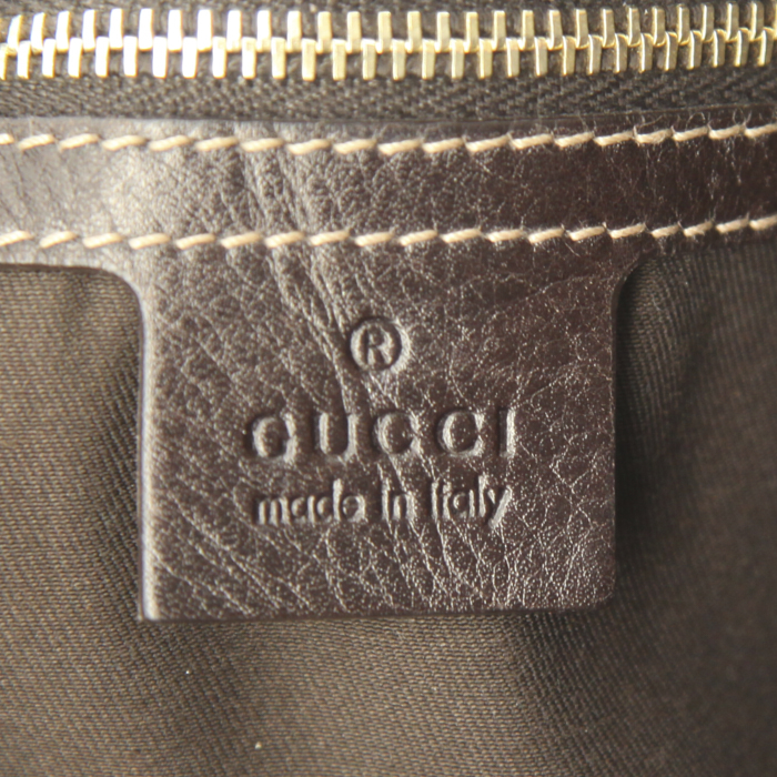 Gucci Bamboo Indy Hobo handbag in dark brown leather and bamboo - Detail D3