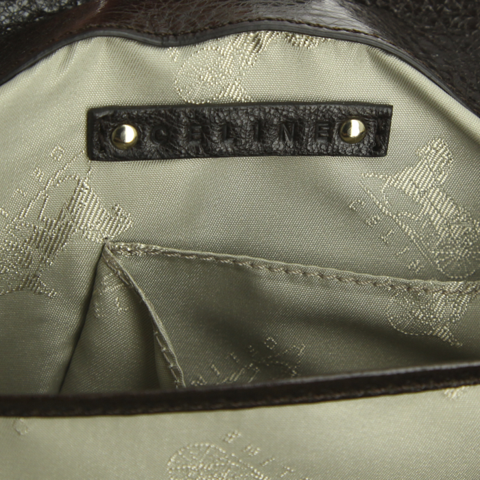 Sac bandoulière Celine Sulky en cuir marron-chocolat - Detail D4