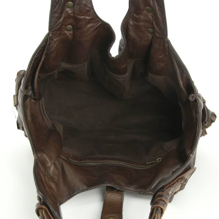Chloé Silverado handbag in brown leather - Detail D2