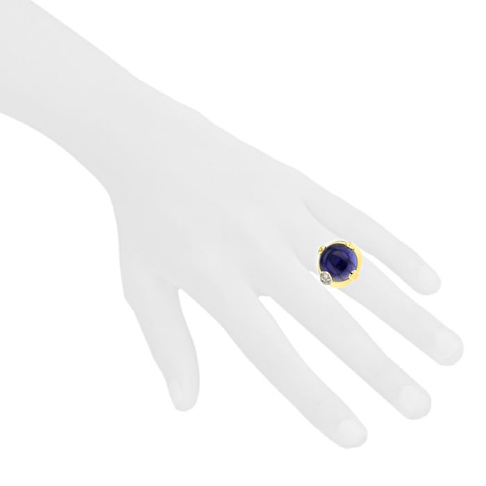 Anello Pomellato Griffe in oro giallo,  diamanti e cordierite - Detail D1