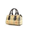 Burberry handbag in beige Haymarket canvas and dark brown leather - 00pp thumbnail