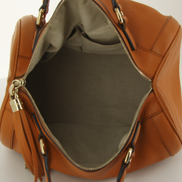 Gucci Boston handbag in orange Potiron leather - Detail D2