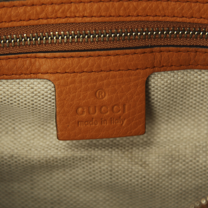 Gucci Boston handbag in orange Potiron leather - Detail D3