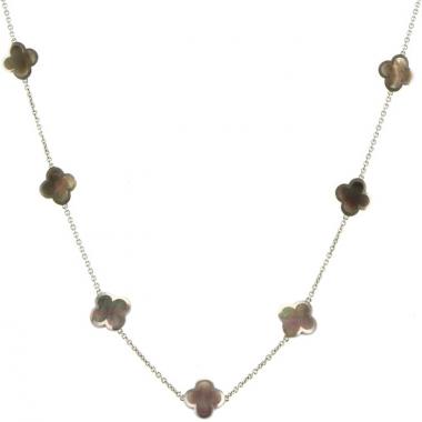 Sautoir Van Cleef & Arpels Pure Alhambra en or blanc et nacre grise