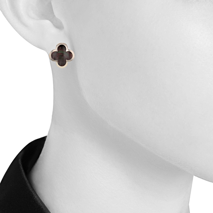 Paire de boucles d'oreilles Van Cleef 
Arpels Pure Alhambra en or blanc et nacre grise - Detail D1
