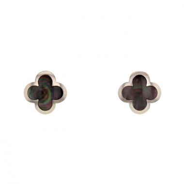 Pendientes Van Cleef 
Arpels Pure Alhambra en oro blanco y nácar gris